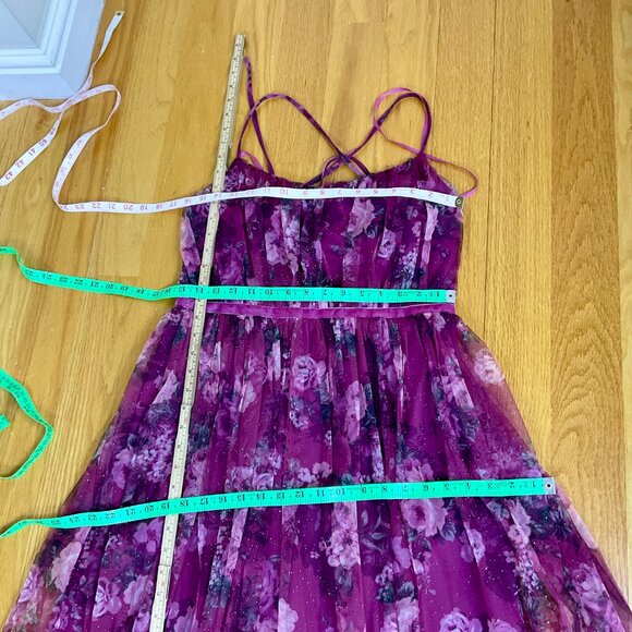 City Triangles Dress Y2K Formal Gown Purple Pink Floral Open Back Velvet (11) - Picture 9 of 9